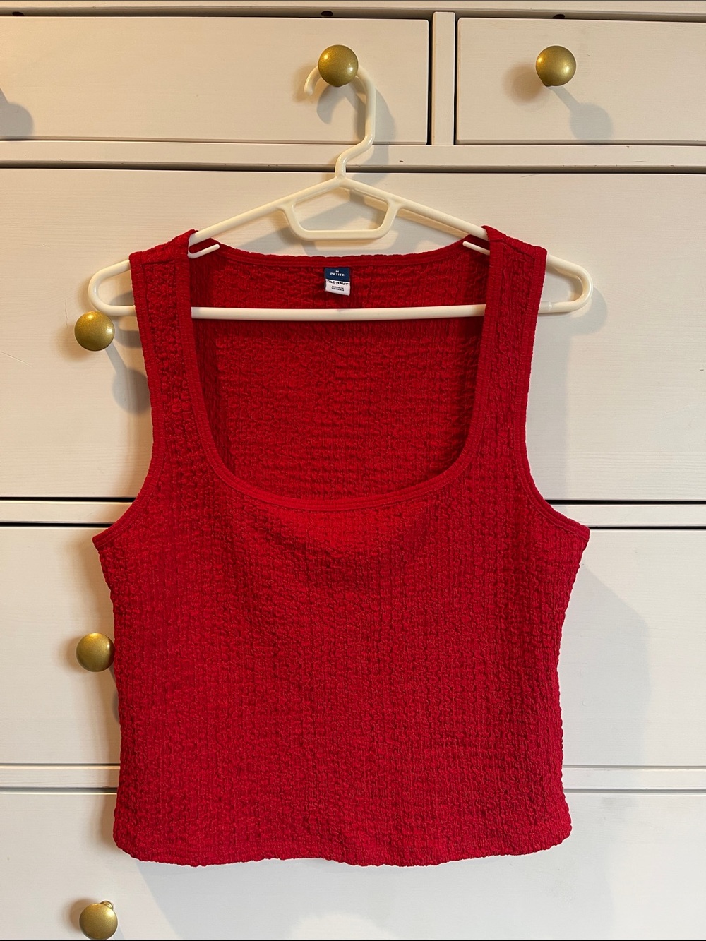 Old Navy Vibrant Red Textured Scoop-Neck Tank